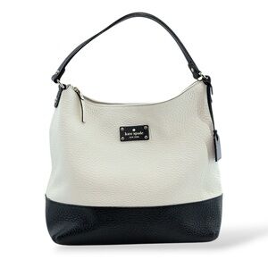 kate spade Bay Street Lexie White and Black Hobo Pebbled Leather Neutral Tote